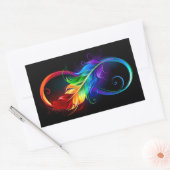 Sticker Rectangulaire Symbole d'infini avec plume arc-en-ciel (Enveloppe)
