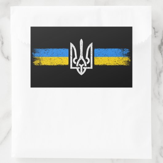 Sticker Rectangulaire SYMBOLE DU Drapeau Ukraine (Sac)