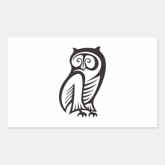 Sticker Rectangulaire Symbole hibou noir (Devant)