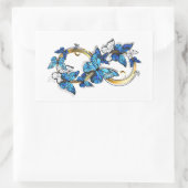 Sticker Rectangulaire Symbole infini de papillons Morpho bleus (Sac)