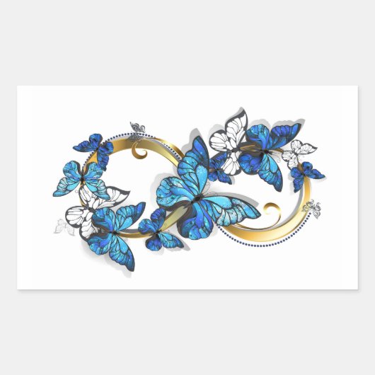 Sticker Rectangulaire Symbole infini de papillons Morpho bleus (Devant)