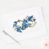 Sticker Rectangulaire Symbole infini de papillons Morpho bleus (Enveloppe)