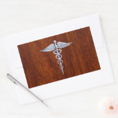 Sticker Rectangulaire Symbole Médicale de Caduceus en argent Imprimer (Enveloppe)