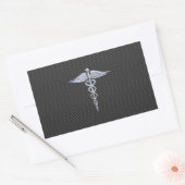 Sticker Rectangulaire Symbole Médicale Silver Caduceus Style fibre de ca (Enveloppe)