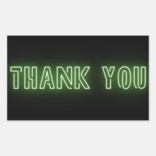 Sticker Rectangulaire SYMBOLE NEON Vert Merci tendance (Devant)