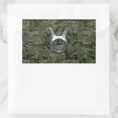 Sticker Rectangulaire Symbole Taurus Zodiac sur le camouflage numérique  (Sac)