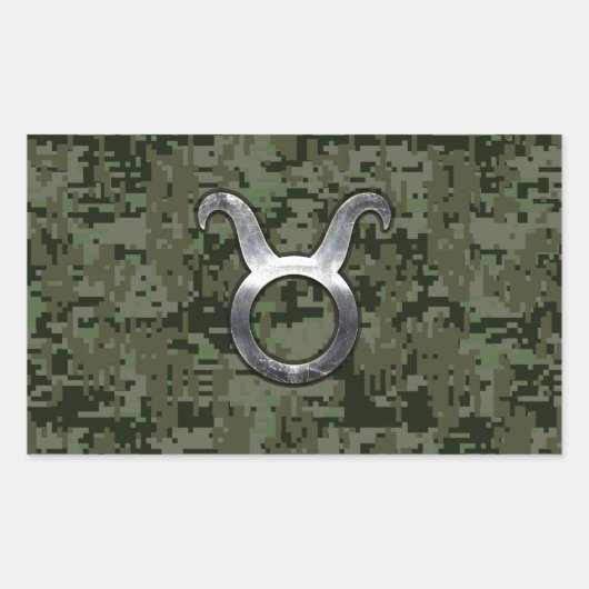 Sticker Rectangulaire Symbole Taurus Zodiac sur le camouflage numérique  (Devant)