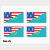 Sticker Rectangulaire symbole usa Kazakhstan pays demi drapeau de l'amér (Feuille)