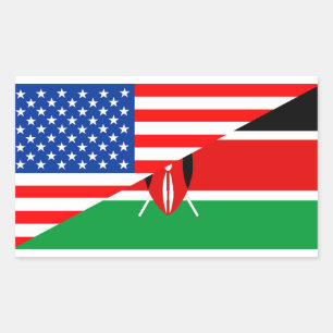 Sticker Rectangulaire symbole usa Kenya country demi drapeau de l'amériq