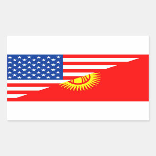Sticker Rectangulaire symbole usa Kirghizistan pays demi drapeau de l'am