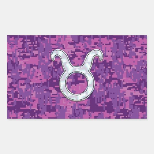 Sticker Rectangulaire Symbole Zodiaque de Pearl Taurus sur Camo numériqu (Devant)