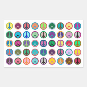 Sticker Rectangulaire Symboles de paix colorés