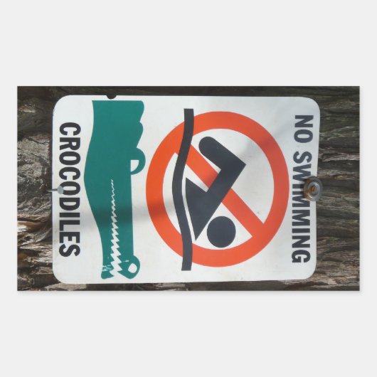 Sticker Rectangulaire Sympa PAS DE BAIGNADE Signal d'avertissement (Devant)