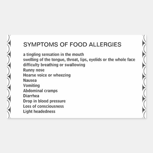 Sticker Rectangulaire Symptômes des allergies alimentaires (Devant)