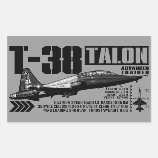 Sticker Rectangulaire T-38 Talon (Devant)