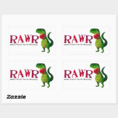 Sticker Rectangulaire T-rex Dinosaure romantique (Feuille)