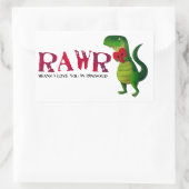 Sticker Rectangulaire T-rex Dinosaure romantique (Sac)