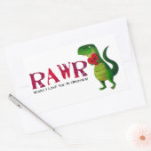 Sticker Rectangulaire T-rex Dinosaure romantique (Enveloppe)