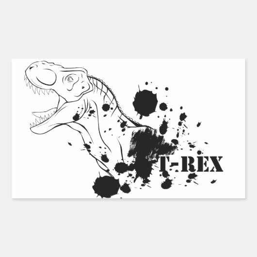 Sticker Rectangulaire T-Rex (noir et blanc) (Devant)