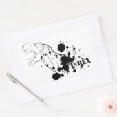 Sticker Rectangulaire T-Rex (noir et blanc) (Enveloppe)