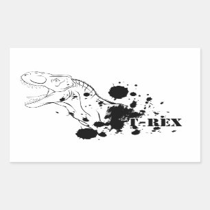 Sticker Rectangulaire T-Rex (noir et blanc)