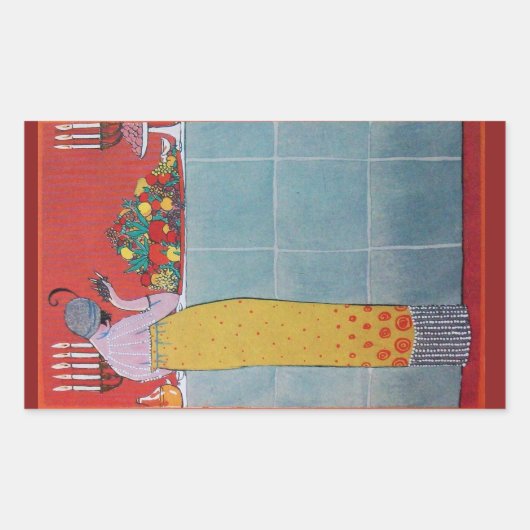 STICKER RECTANGULAIRE TABLE LADAND ET FRUITS DÉJÀ ART DÉCO BEAUTÉ MODE (Devant)
