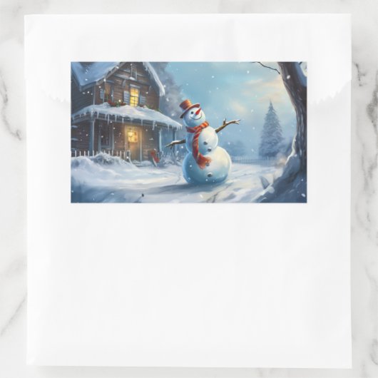 Sticker Rectangulaire Tableau de Snowman (Sac)
