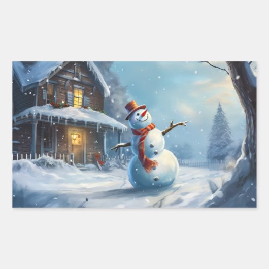 Sticker Rectangulaire Tableau de Snowman (Devant)