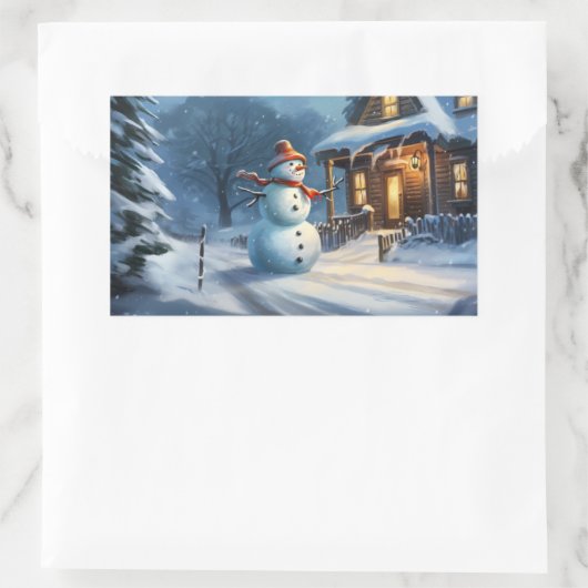 Sticker Rectangulaire Tableau de Snowman (Sac)