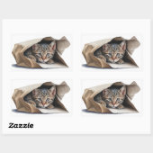Sticker Rectangulaire Tablette Chat dans sac en papier (Feuille)