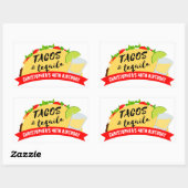 Sticker Rectangulaire Tacos et Tequila fête d'anniversaire (Feuille)