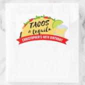 Sticker Rectangulaire Tacos et Tequila fête d'anniversaire (Sac)