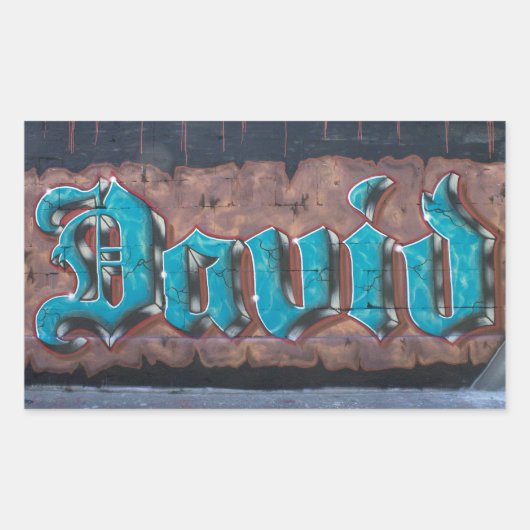 Sticker Rectangulaire Tag Graffiti : David (Devant)