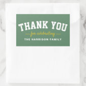 Sticker Rectangulaire Tailgate baby shower sportif jaune merci (Sac)