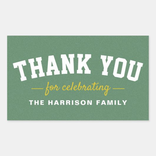 Sticker Rectangulaire Tailgate baby shower sportif jaune merci (Devant)