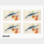 Sticker Rectangulaire Takeuchi Seiho - Poissons d'automne engraissés et  (Feuille)