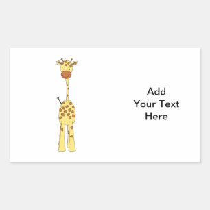 Sticker Rectangulaire Tall Cute Giraffe. Un dessin animé animal.