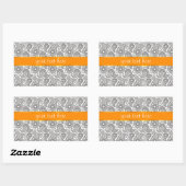 Sticker Rectangulaire Tangerine Black Paisley (Feuille)