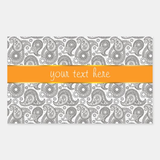 Sticker Rectangulaire Tangerine Black Paisley (Devant)
