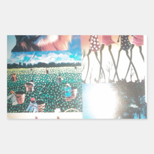 Sticker Rectangulaire Tapisserie kenyane : Faune, culture et plage côtiè