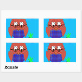 Sticker Rectangulaire Tartan et Chouette des Coeurs (Feuille)