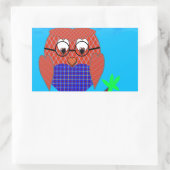 Sticker Rectangulaire Tartan et Chouette des Coeurs (Sac)