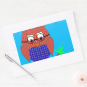Sticker Rectangulaire Tartan et Chouette des Coeurs (Enveloppe)