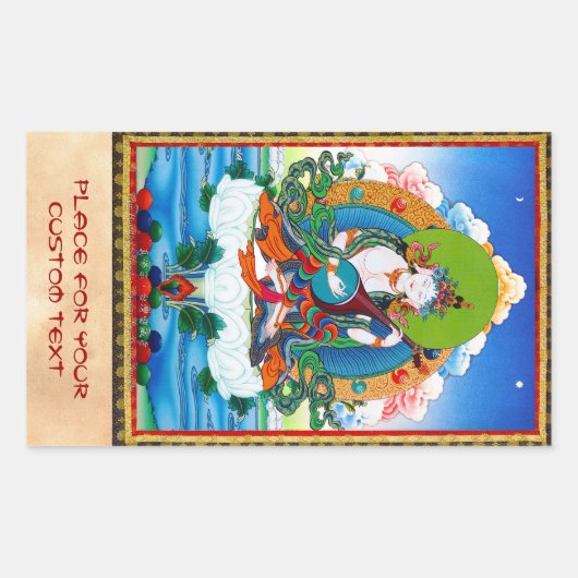Sticker Rectangulaire Tatouage de thangka oriental cool Saraswati (Devant)