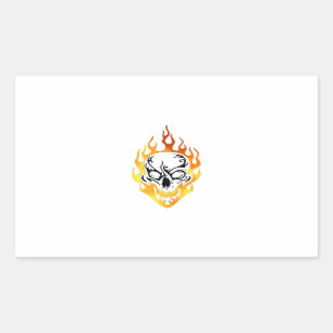 Sticker Rectangulaire Tatouage flamboyant de crâne