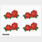 Sticker Rectangulaire Tatouages de roses rouges (Feuille)