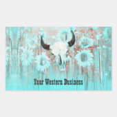 Sticker Rectangulaire Taureau Rustique Turquoise Ouest Taureau Taureau S (Devant)