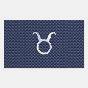 Sticker Rectangulaire Taurus Zodiac Décor Marine Blue Carbon Fiber Impre