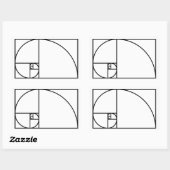 Sticker Rectangulaire Taux d'or de Fibonacci - art mathématique unique (Feuille)