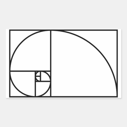 Sticker Rectangulaire Taux d'or de Fibonacci - art mathématique unique (Devant)